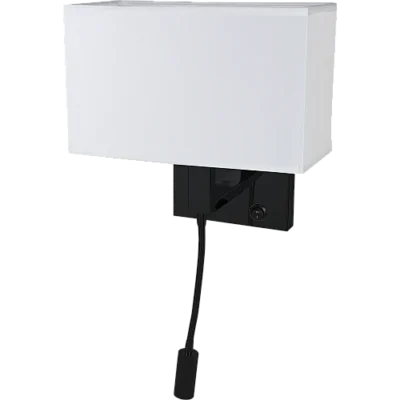 إضاءة أبليك حائط مودرن اسود لمبة موجهة للقراءة لون الانارة اصفر و قاعدة لمبة تركيب رئيسية E27*1L