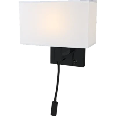 إضاءة أبليك حائط مودرن اسود لمبة موجهة للقراءة لون الانارة اصفر و قاعدة لمبة تركيب رئيسية E27*1L