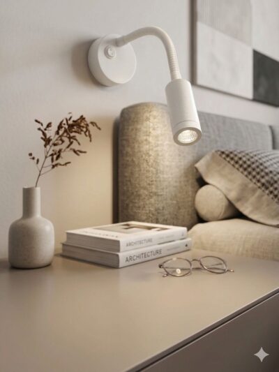 ابليك حائط جداري مودرن ابيض لون الانارة اصفر (نسخة)