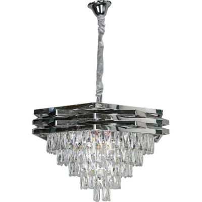 نجف شيمر معلق كريستال فضي E14*9L قطر 60 سم