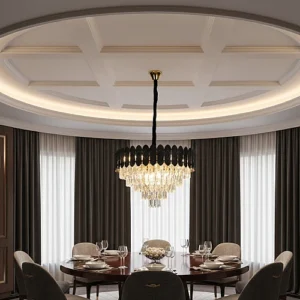 نجف مودرن اسود مع ذهبي E14*9L قطر 600 ملم