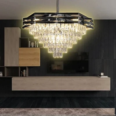 نجف شيمر مع لق كريستال فضي E1415L قطر 80 سم