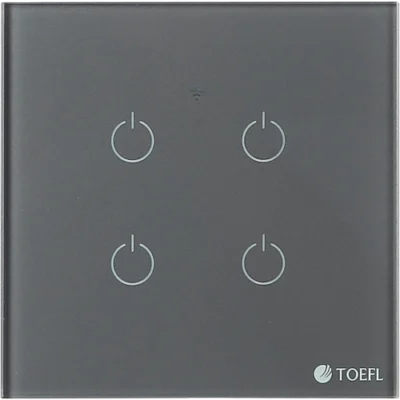 مفتاح ذكي رباعي جرافيت تحكم عن بعد WiFi سهل الاستخدام يعمل باللمس تحكم بالجوال متوافق مع اليكسا وجوجل هوم توفل