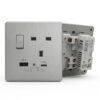  فيش ثلاثي جداري ذكي فضي موديل TP3013AC مع منافذ شحن سريع- TYPE-C & USB