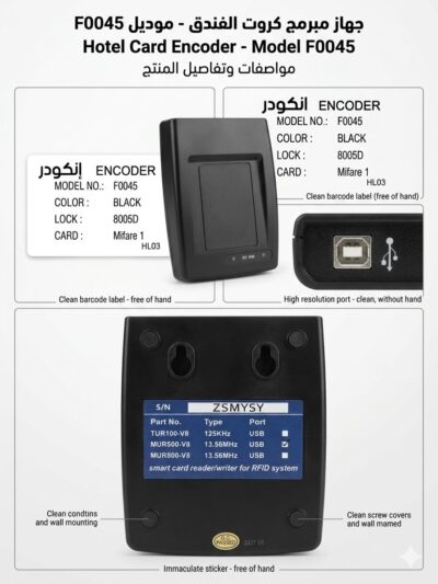 WhatsApp Image 2026-06-08 at 12.29.38 PM جهاز إنكودر (Encoder) وقارئ كروت ذكية للفنادق والمشاريع - موديل F0045 (MUR500-V8)